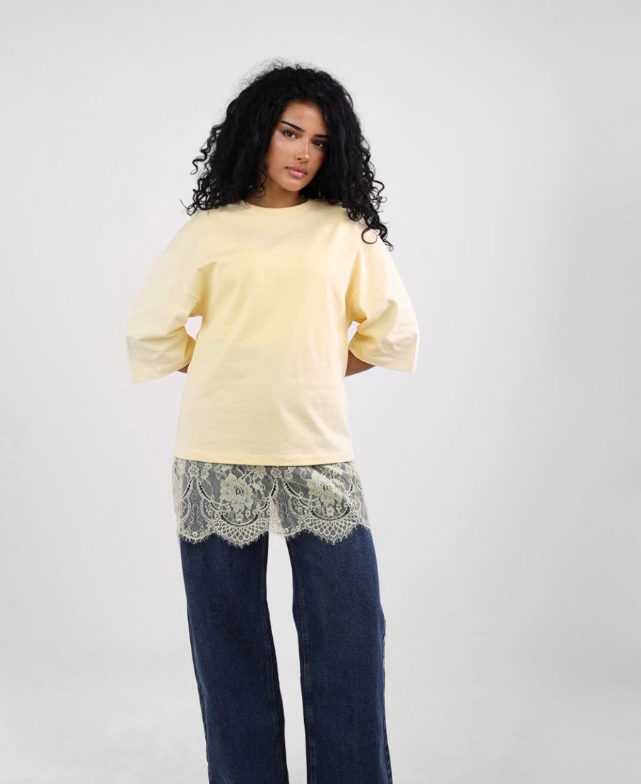Oversize lace waist T-shirt