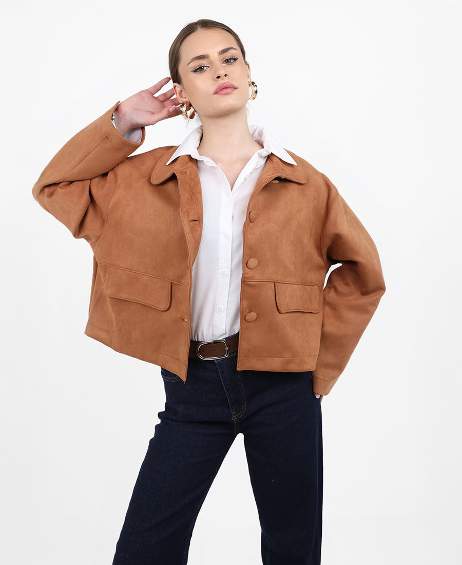 Suede cropped jacket