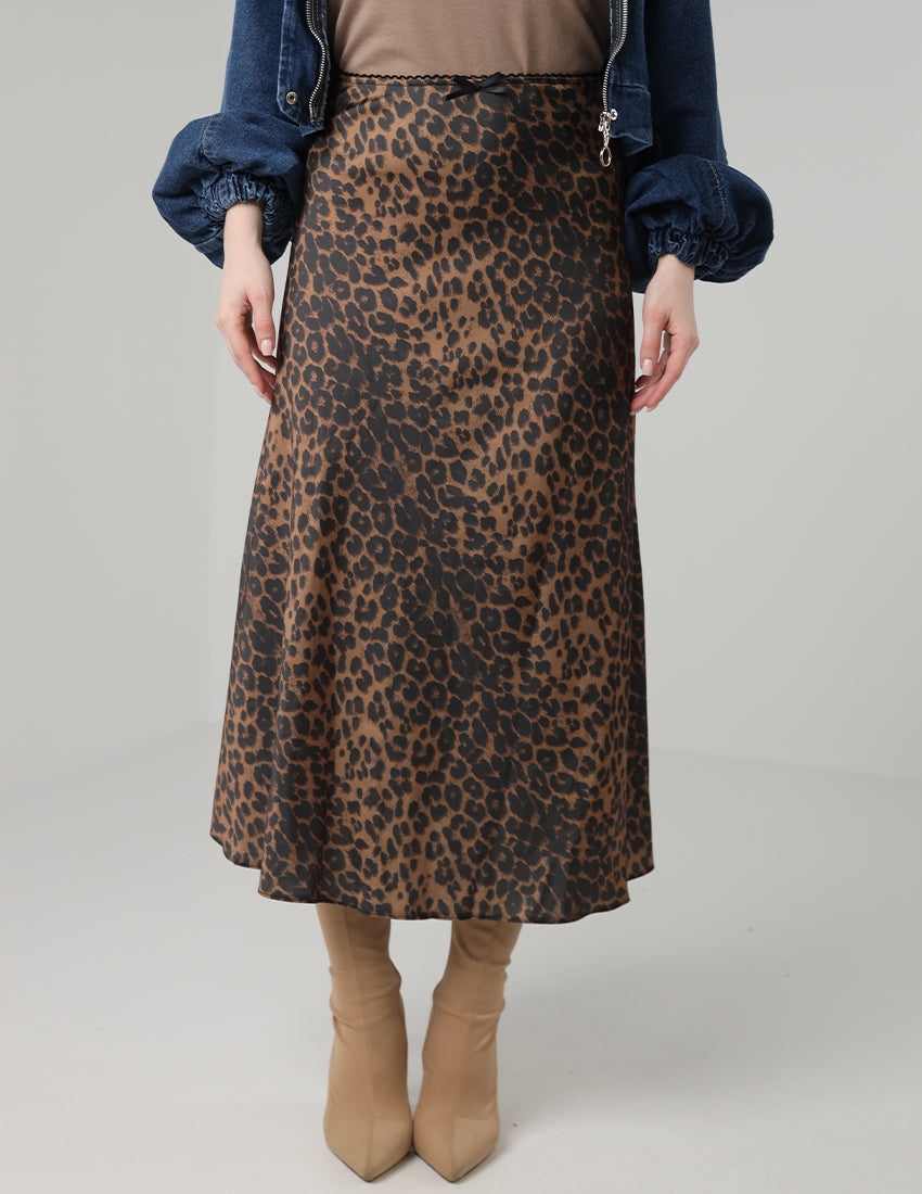Long tiger satin skirt