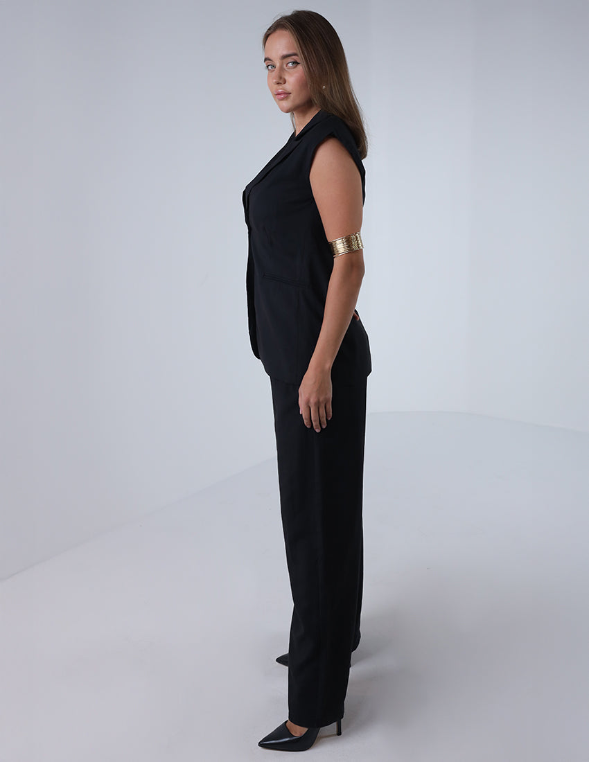 Two-piece vest with wide-leg pants