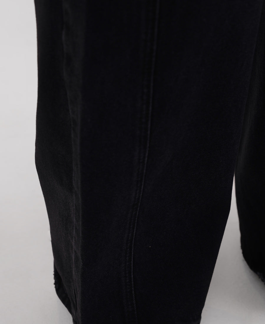 Black straight jeans with a side stripe