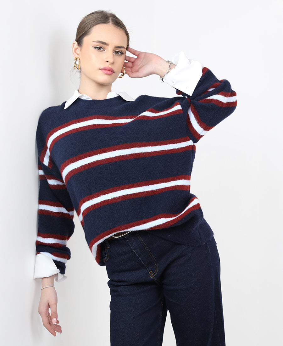 Striped wool blouse