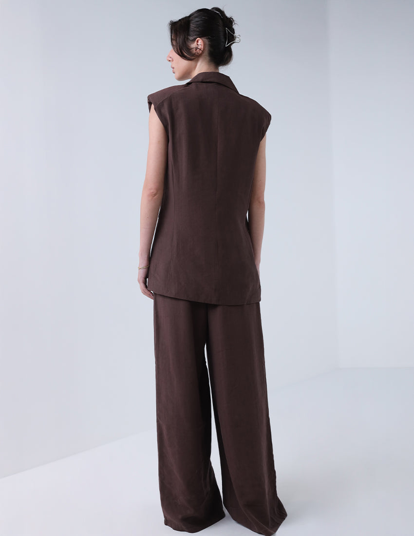 Two-piece vest with wide-leg pants