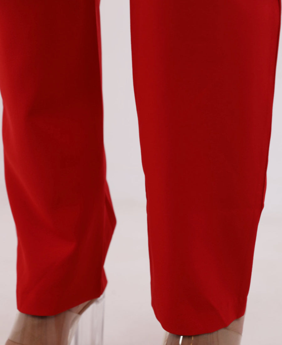 Red boyfriend pants