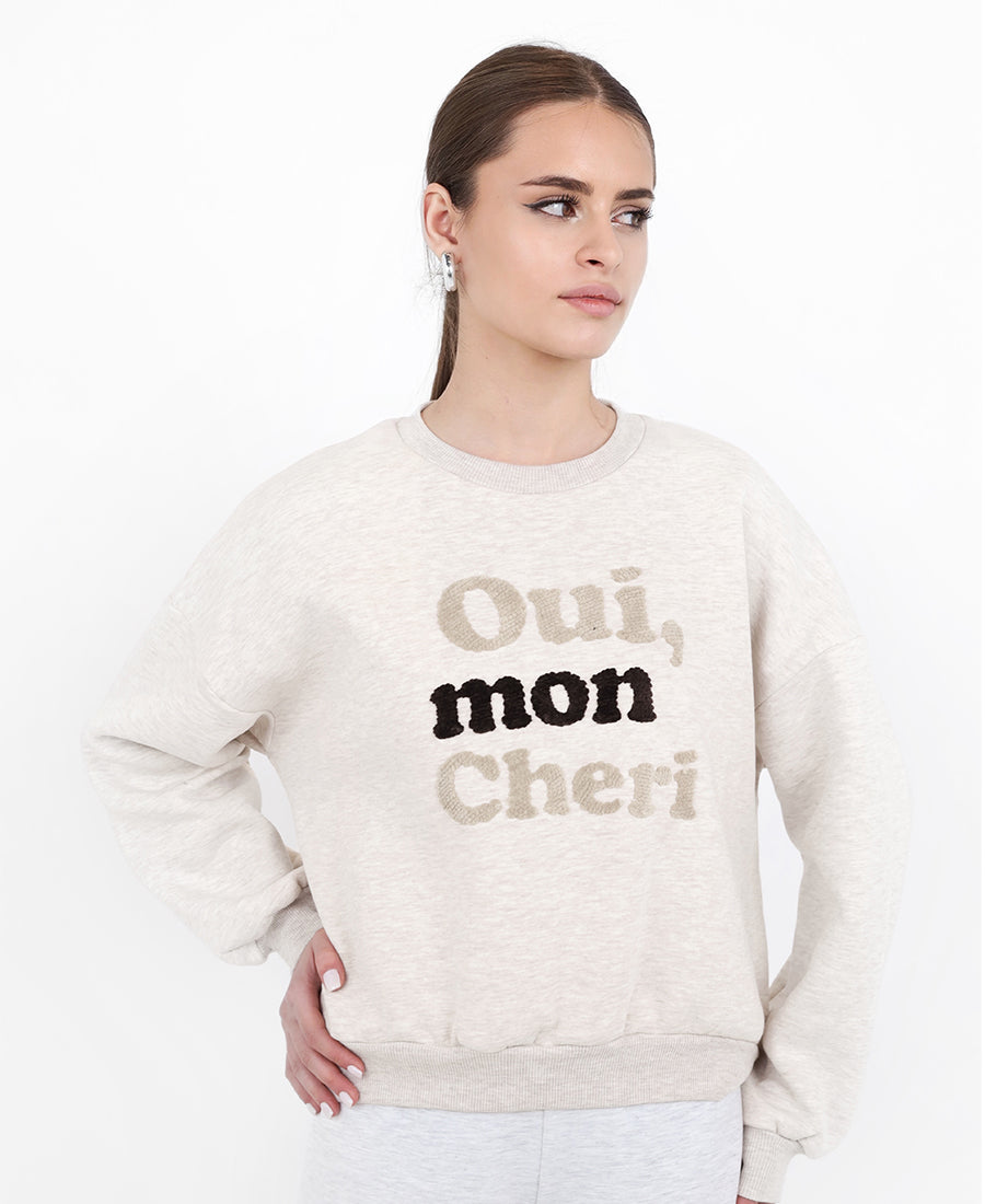 Melange beige "Oui, mon cheri" blouse