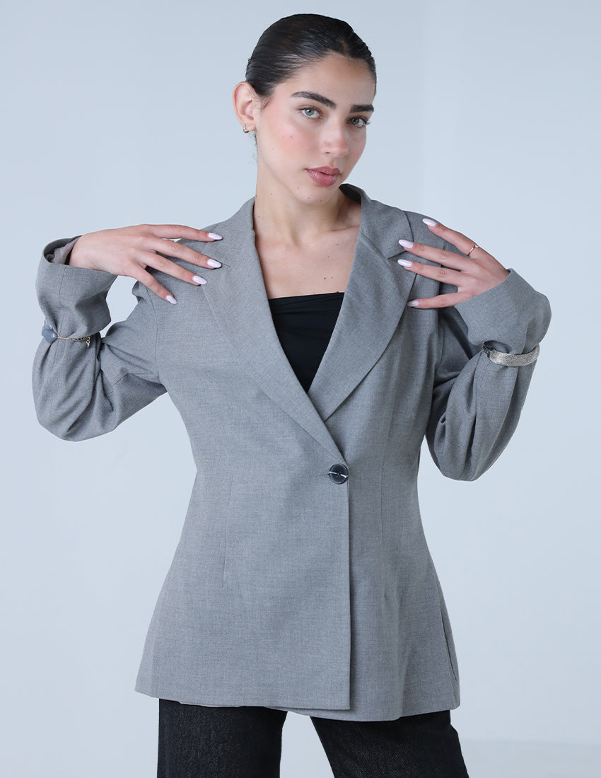 سترة كبيرة الحجم بزر واحد