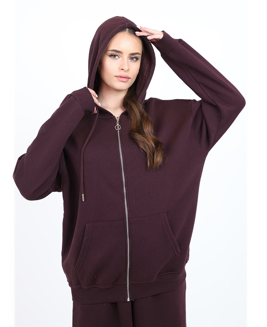 Zip-up sweatshirt with hood