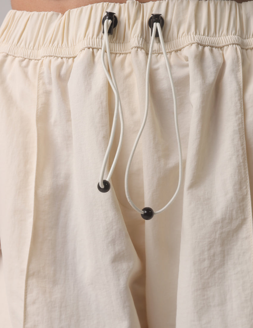 بنطلون كارغو واسع الساق مع رباط