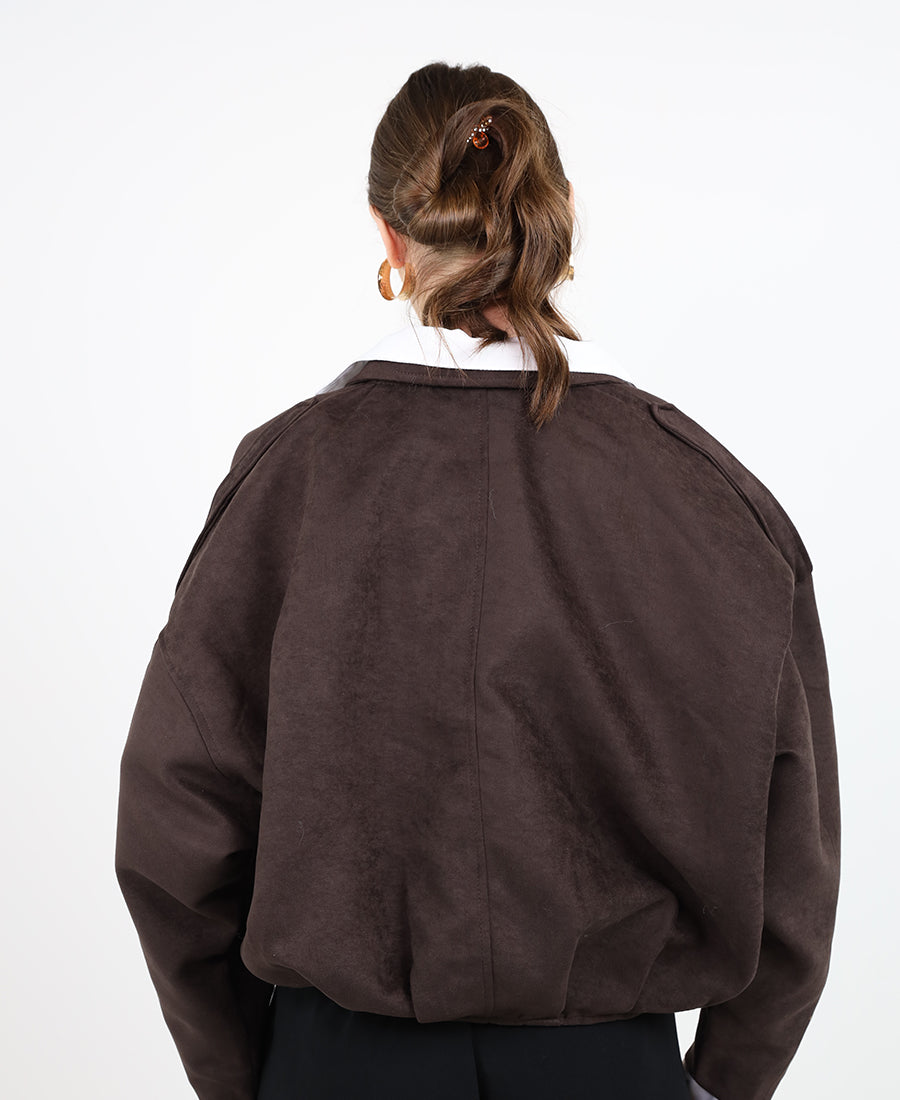 Oversized bomber cut jacket