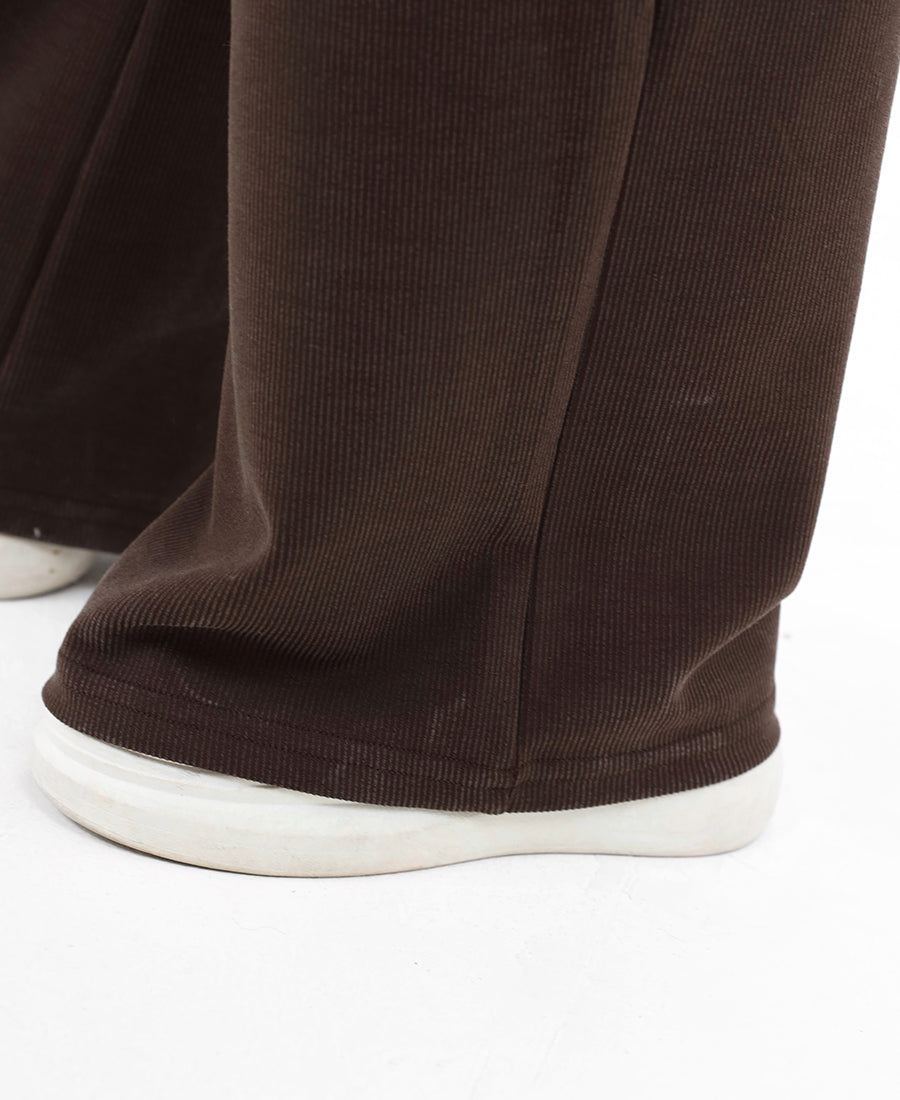 Straight-leg cotton joggers with a ribbed drawstring waist