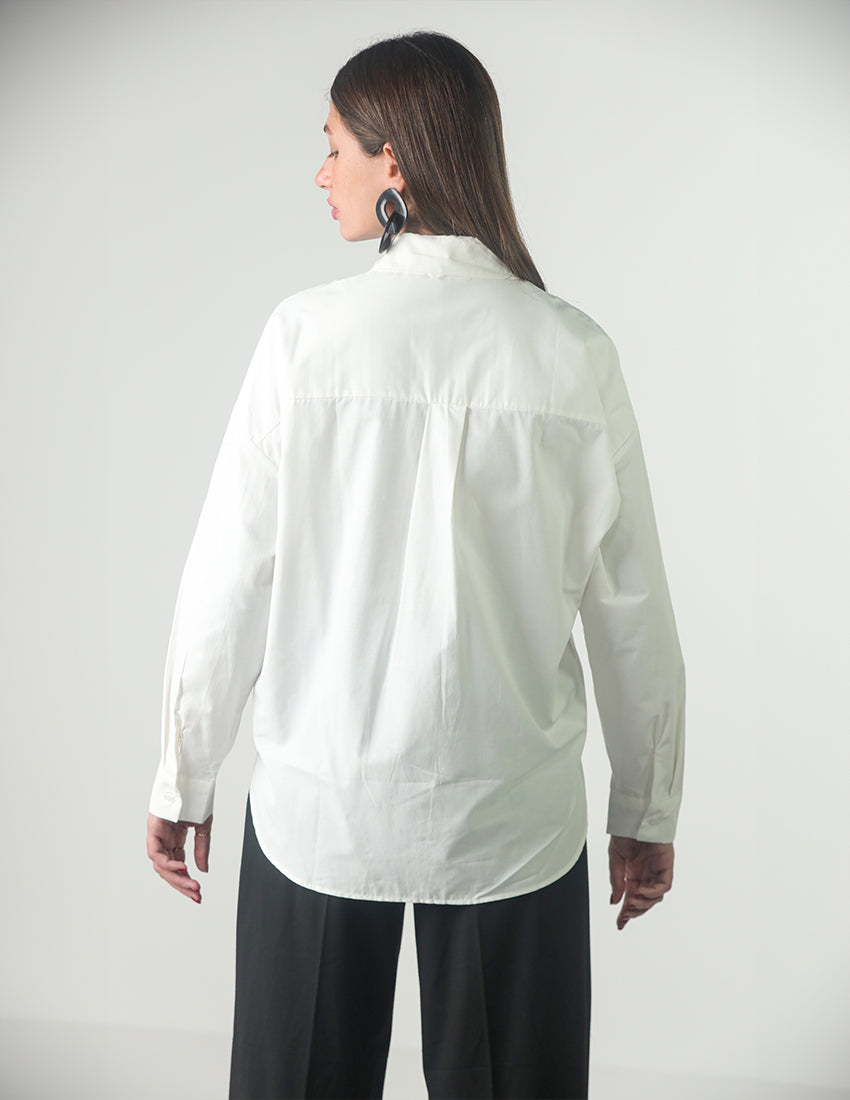 Oversized white shirt with side lettering