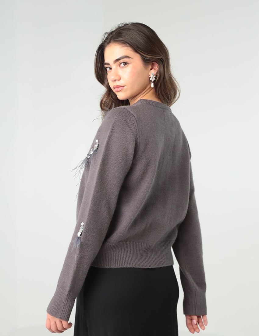 Feather tricot blouse