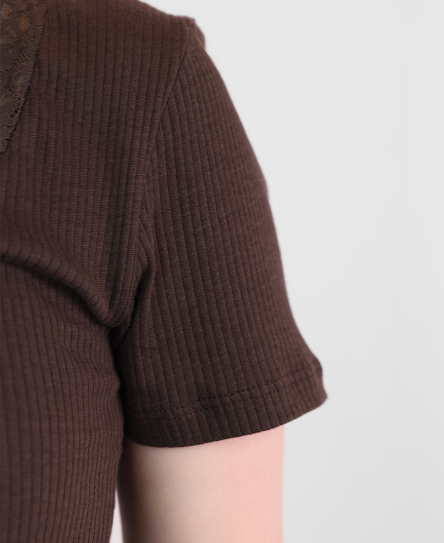 V-neck lace top with buttons