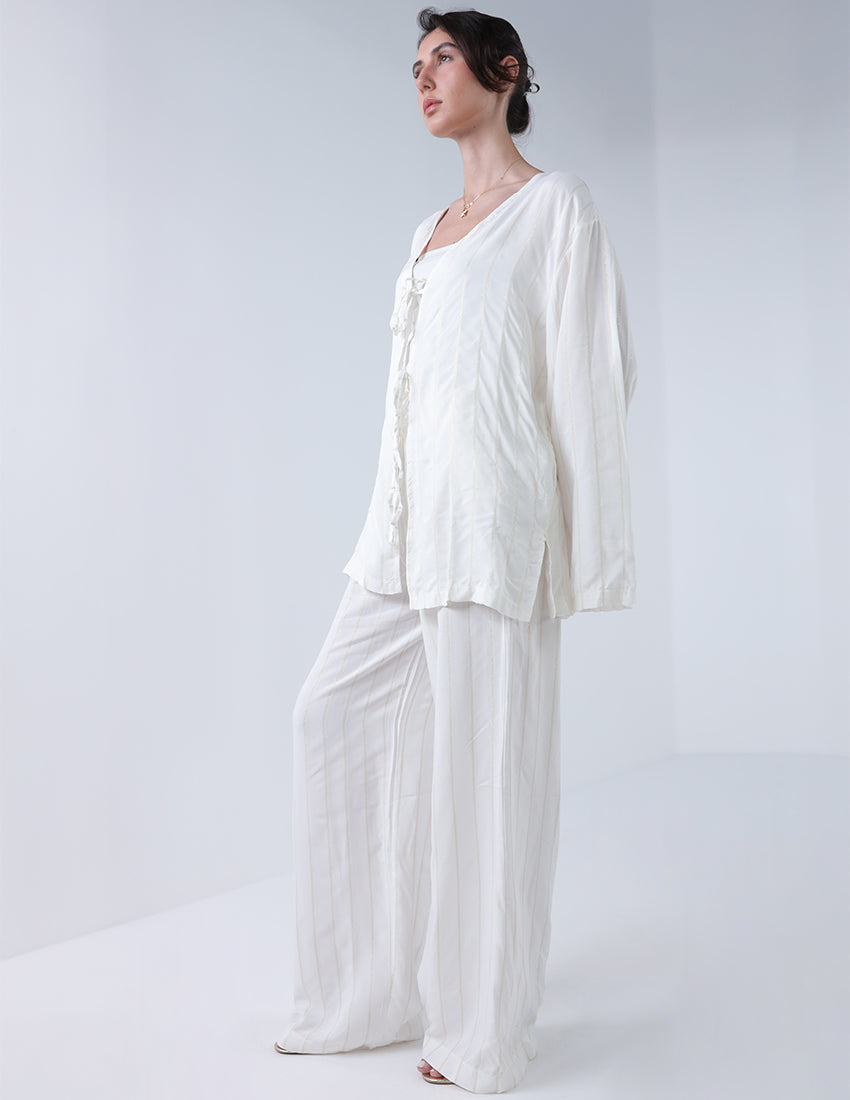 Two Piece Striped Linen Suit