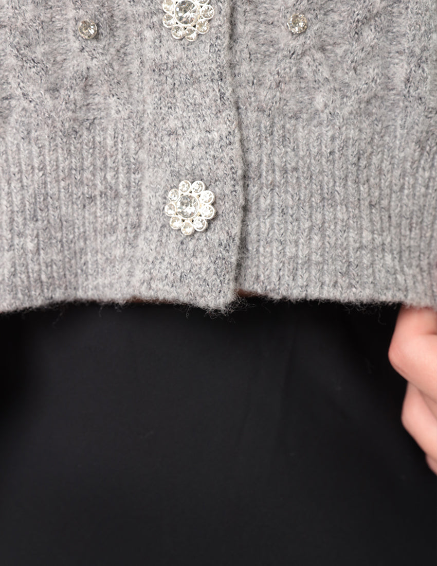 كارديجان قصير مع تفاصيل ستراس