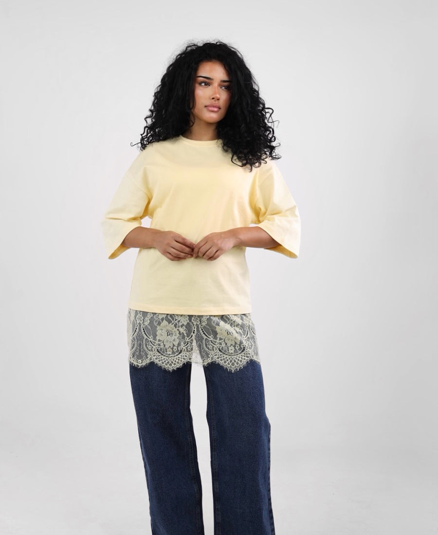 Oversize lace waist T-shirt