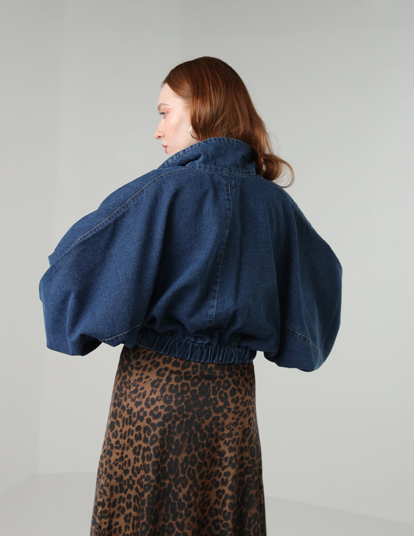 Denim Jacket with Puffy Sleeves