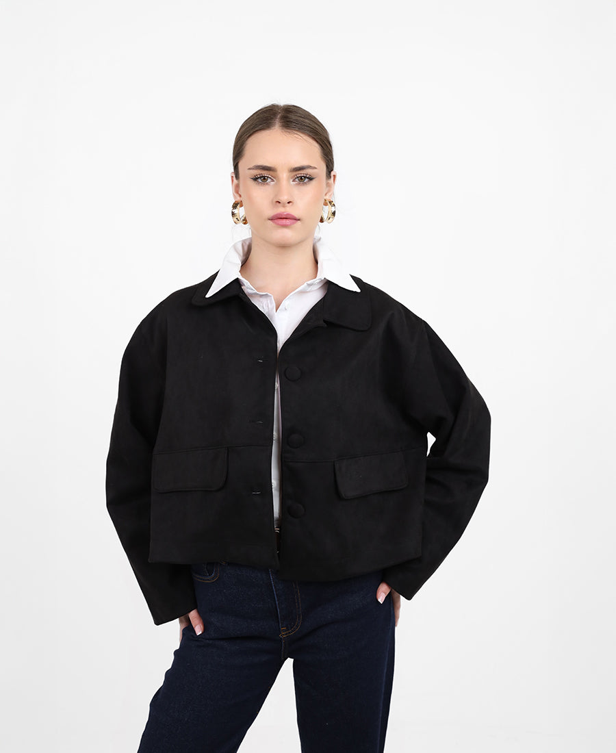 Suede cropped jacket