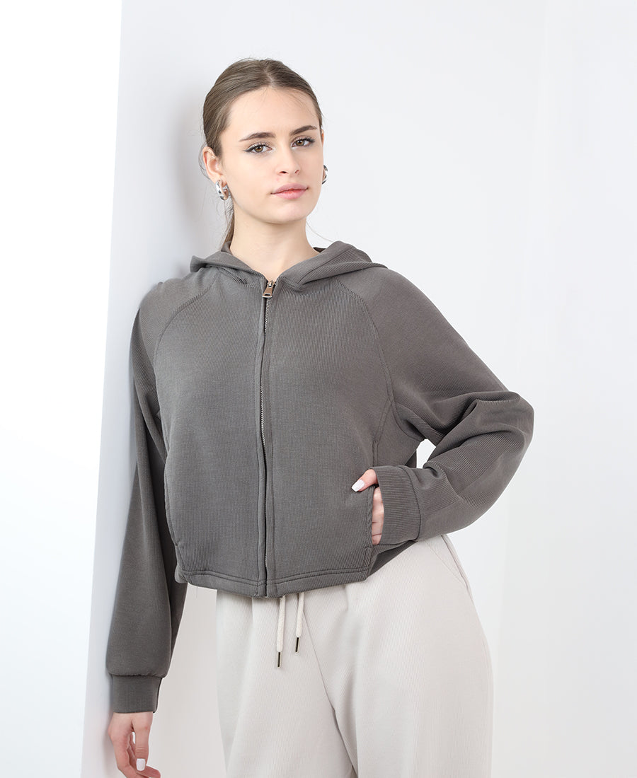 Short ribbed sweatshirt hat