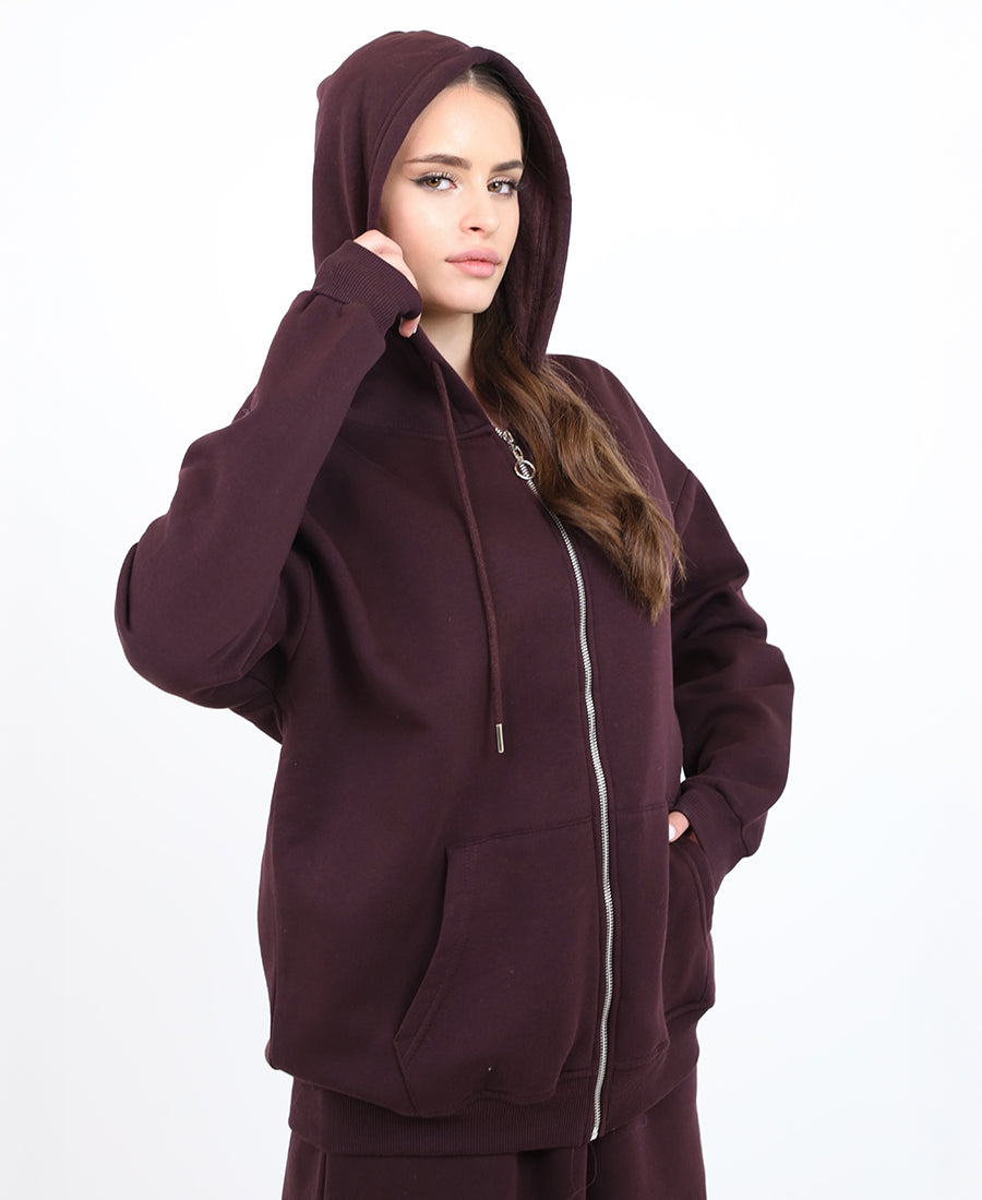 Zip-up sweatshirt with hood