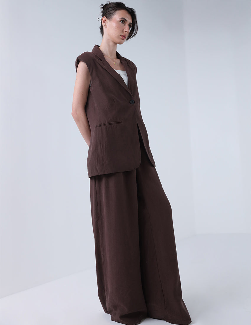 Two-piece vest with wide-leg pants