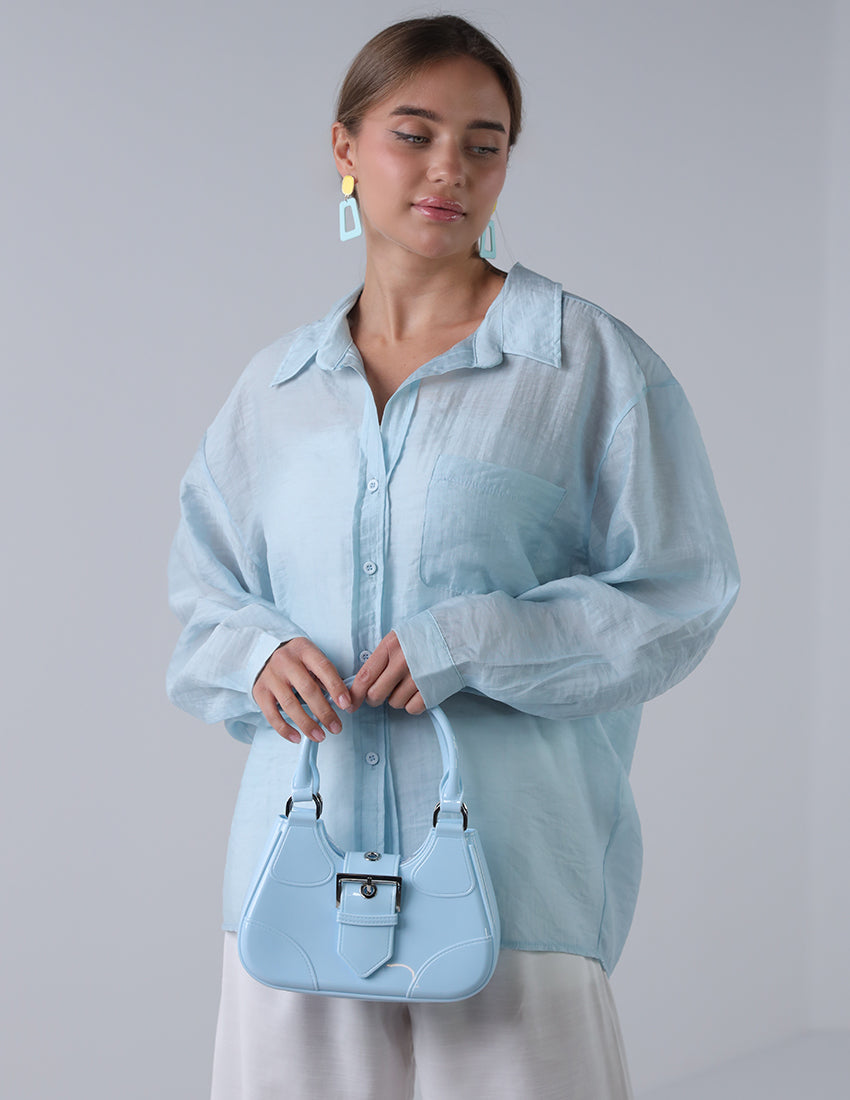 قميص كتان بجيب أمامي