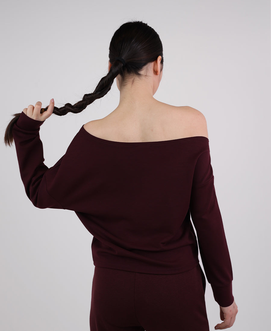 Plain wide-neck blouse