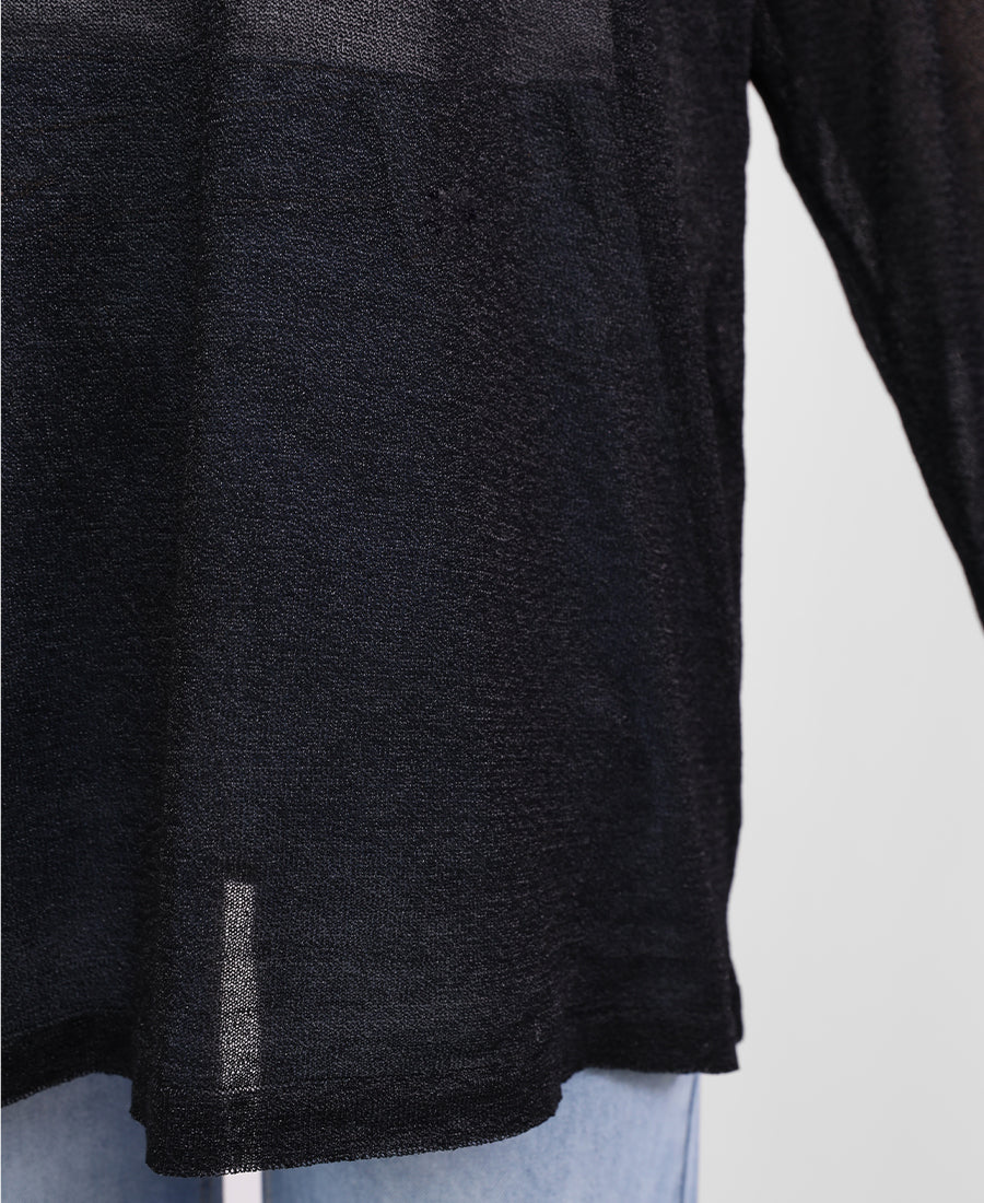 Shiny chiffon blouse with long sleeves