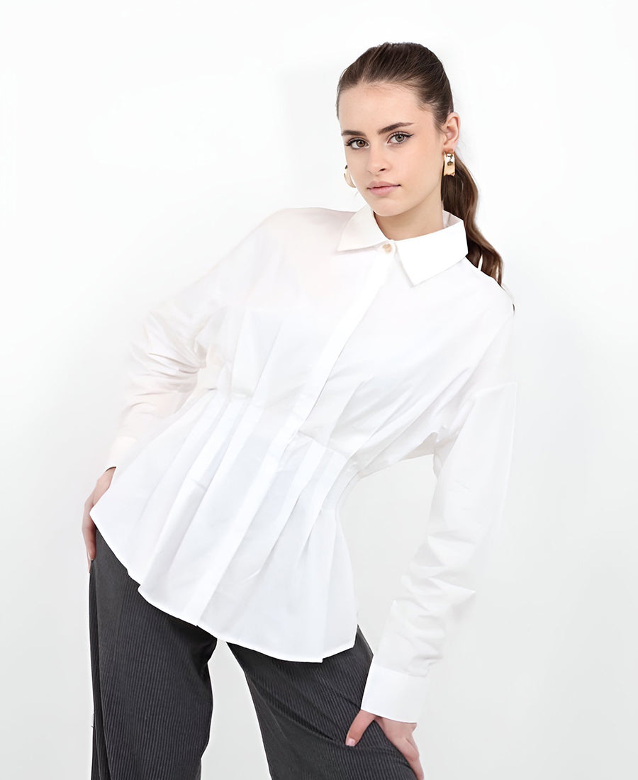 White shirt tied at the waist