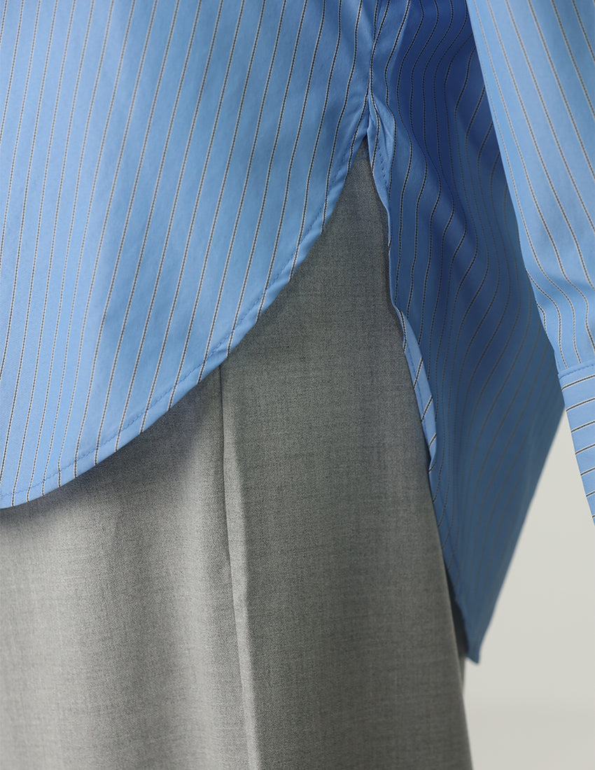 Oversized light blue striped shirt
