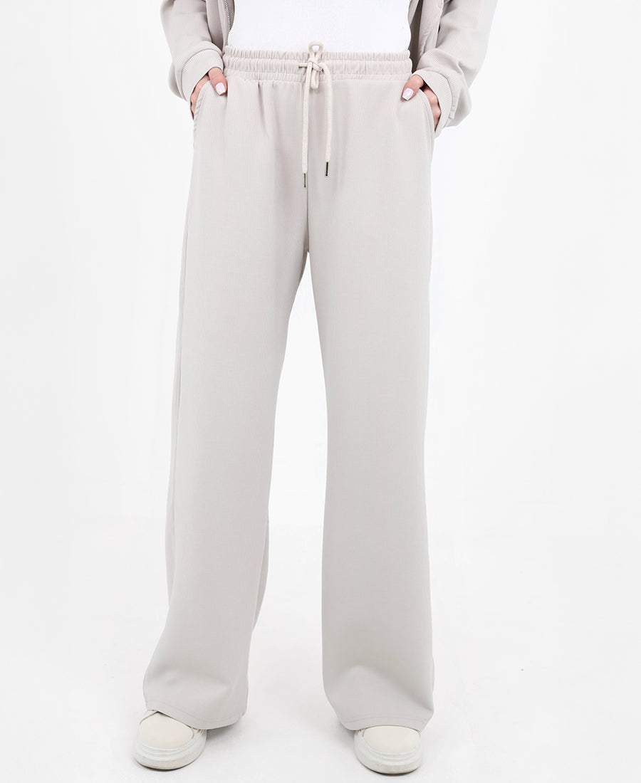 Straight-leg cotton joggers with a ribbed drawstring waist