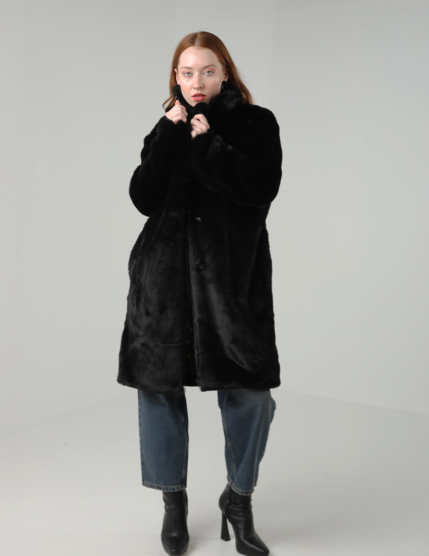 Synthetic Fur Long Coat
