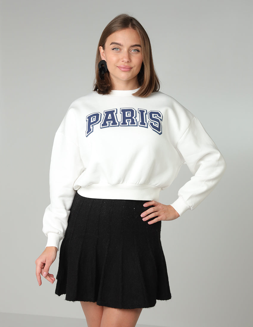 White Printed Sweater