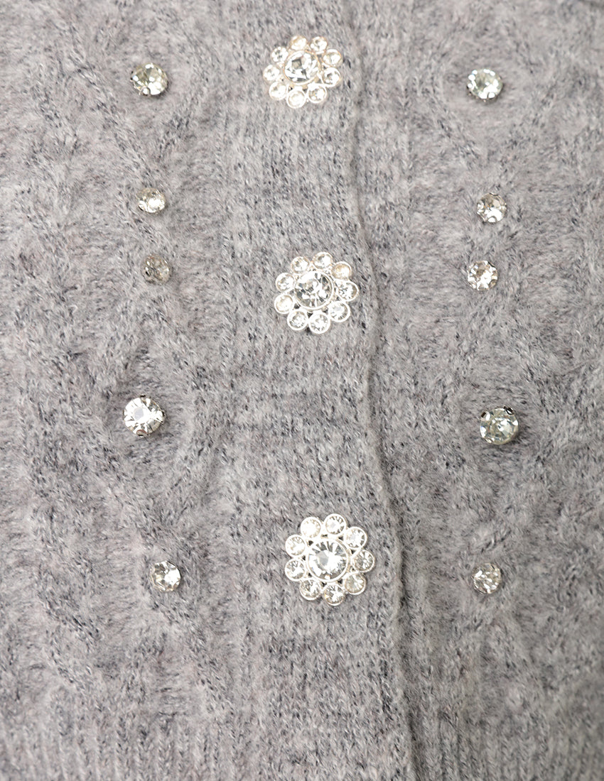 كارديجان قصير مع تفاصيل ستراس