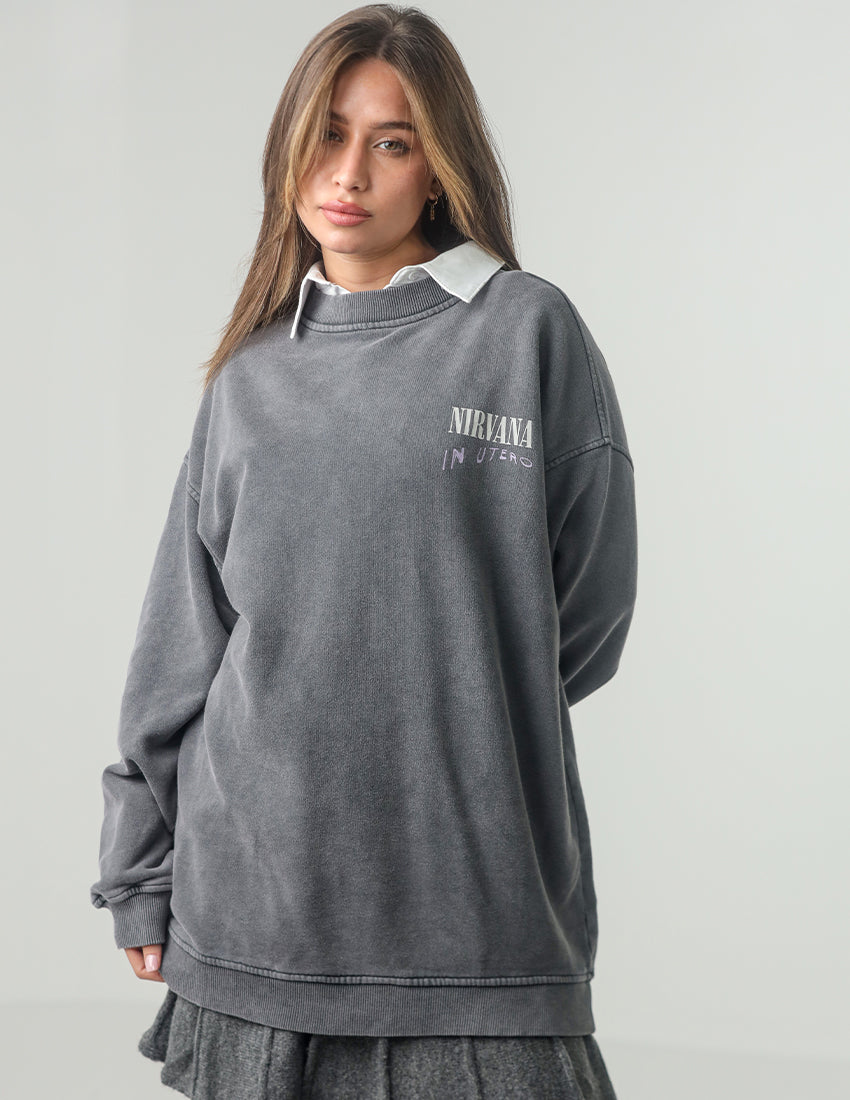 Printed Grey Sweater