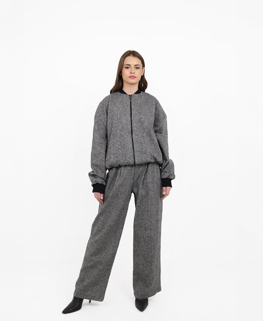 Melange straight-leg trousers