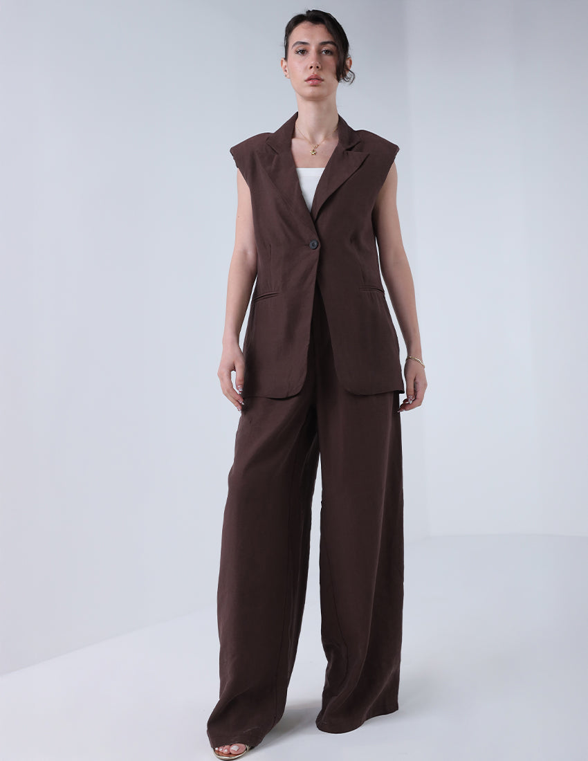 Two-piece vest with wide-leg pants