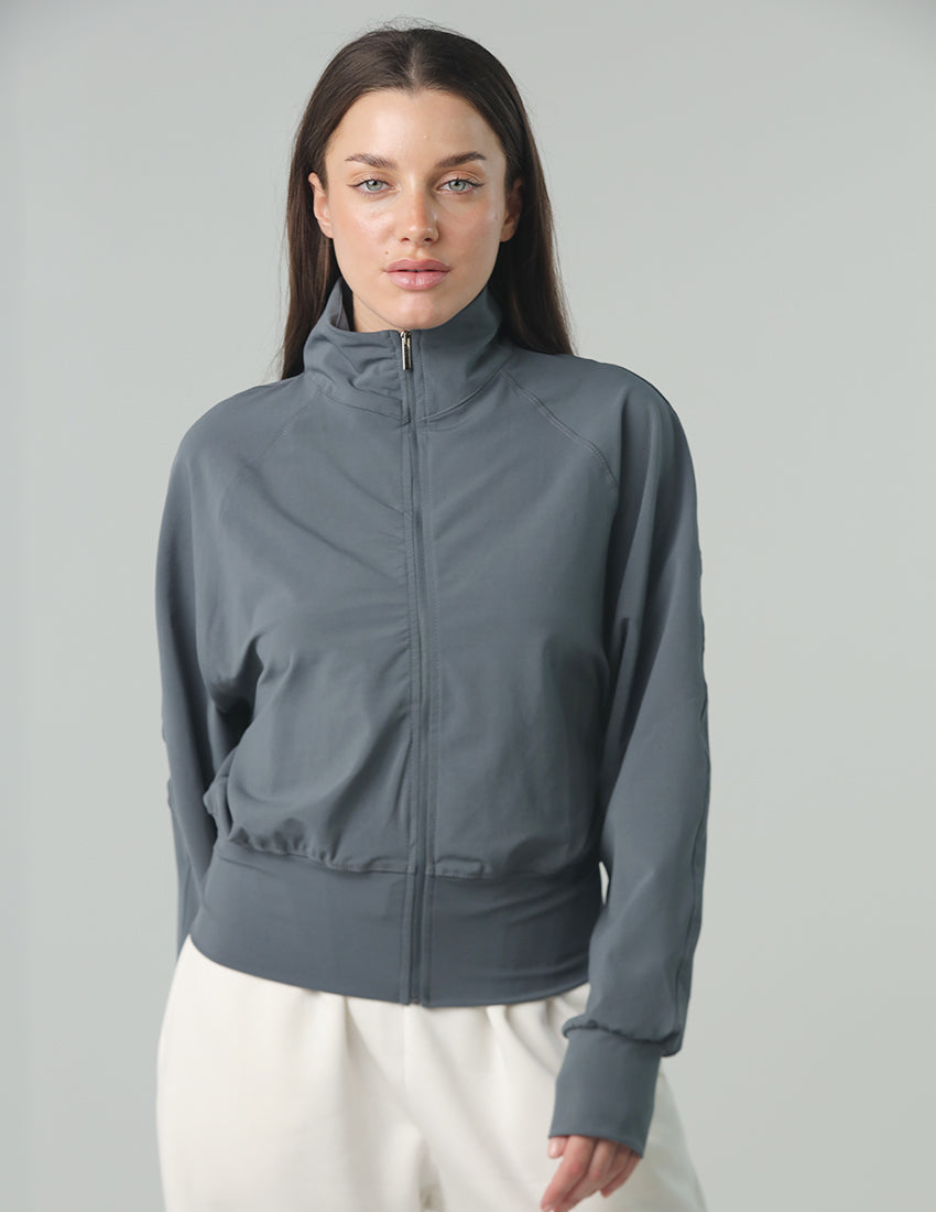 سترة واقية من الرياح بأكمام طويلة وسحاب