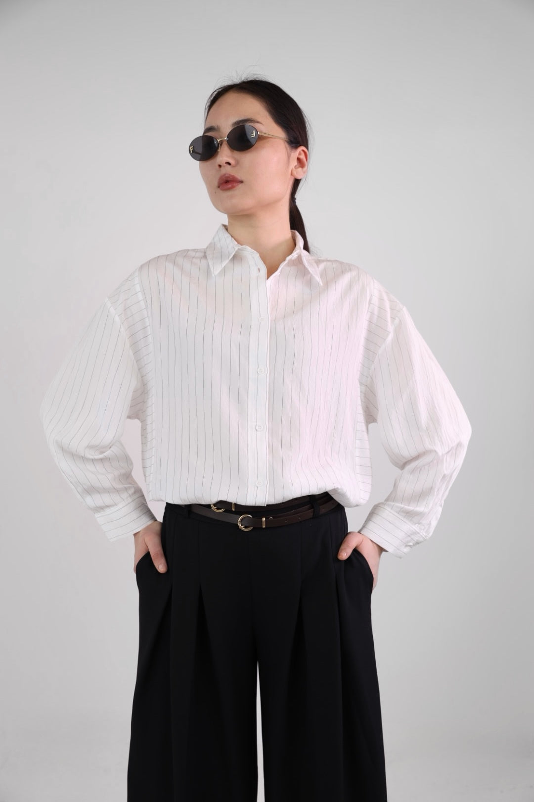 White striped oversized shirt