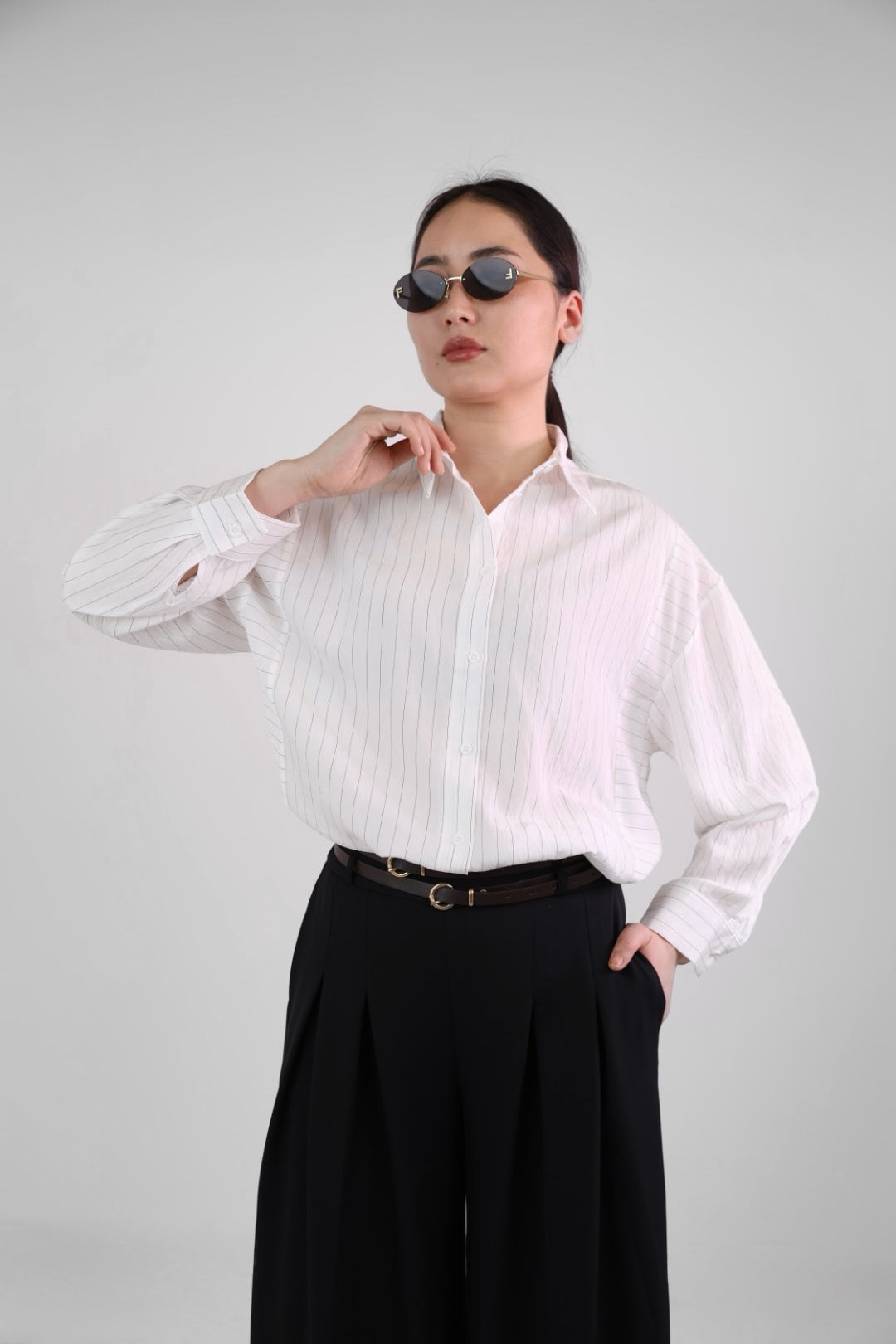 White striped oversized shirt
