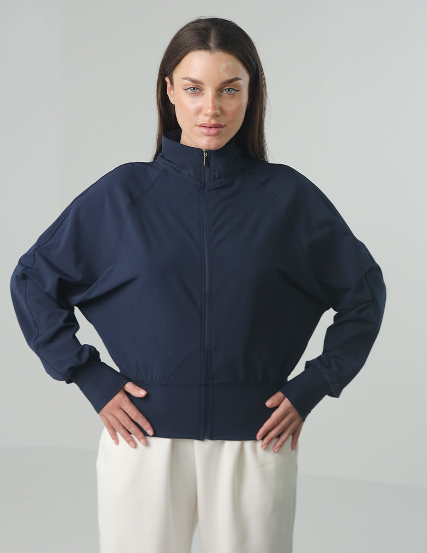 سترة واقية من الرياح بأكمام طويلة وسحاب