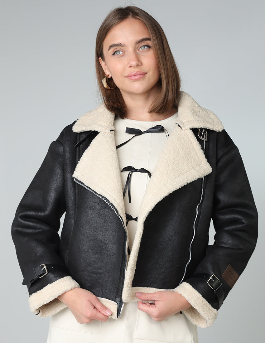 Wool-Lined Jacket with Waist and Sleeve Belts