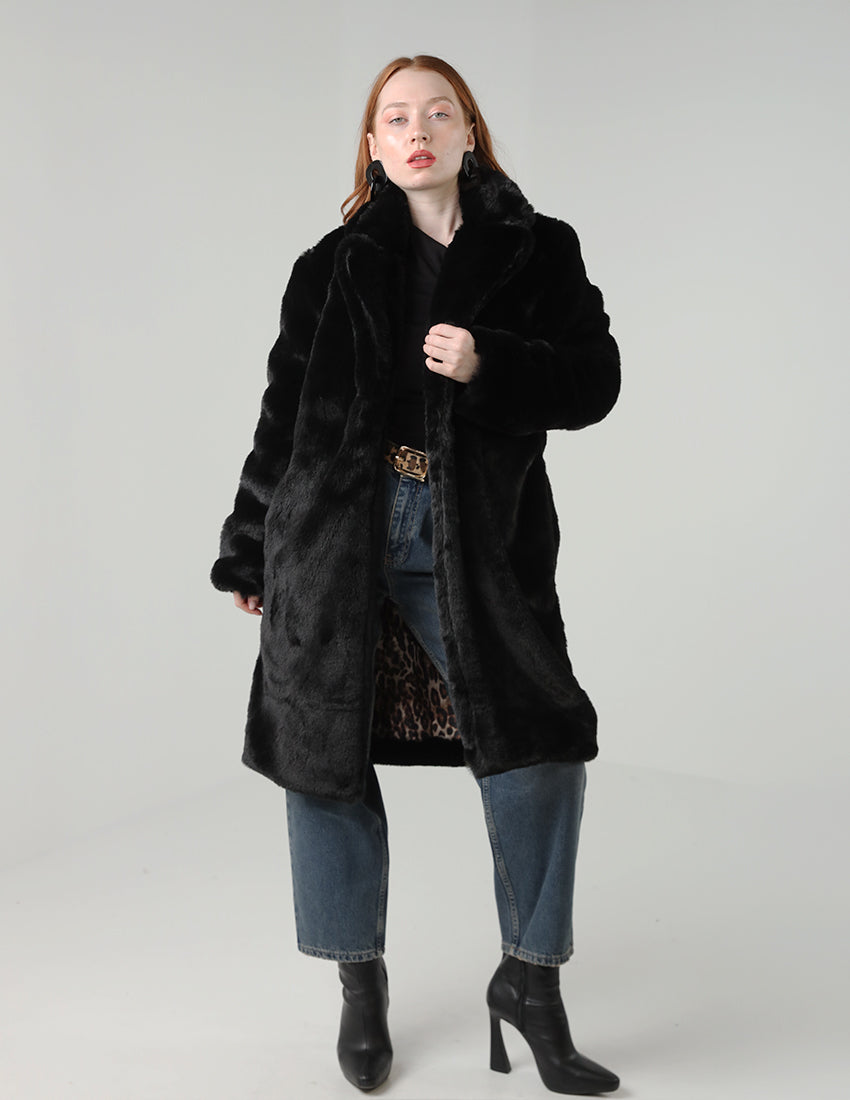 Synthetic Fur Long Coat