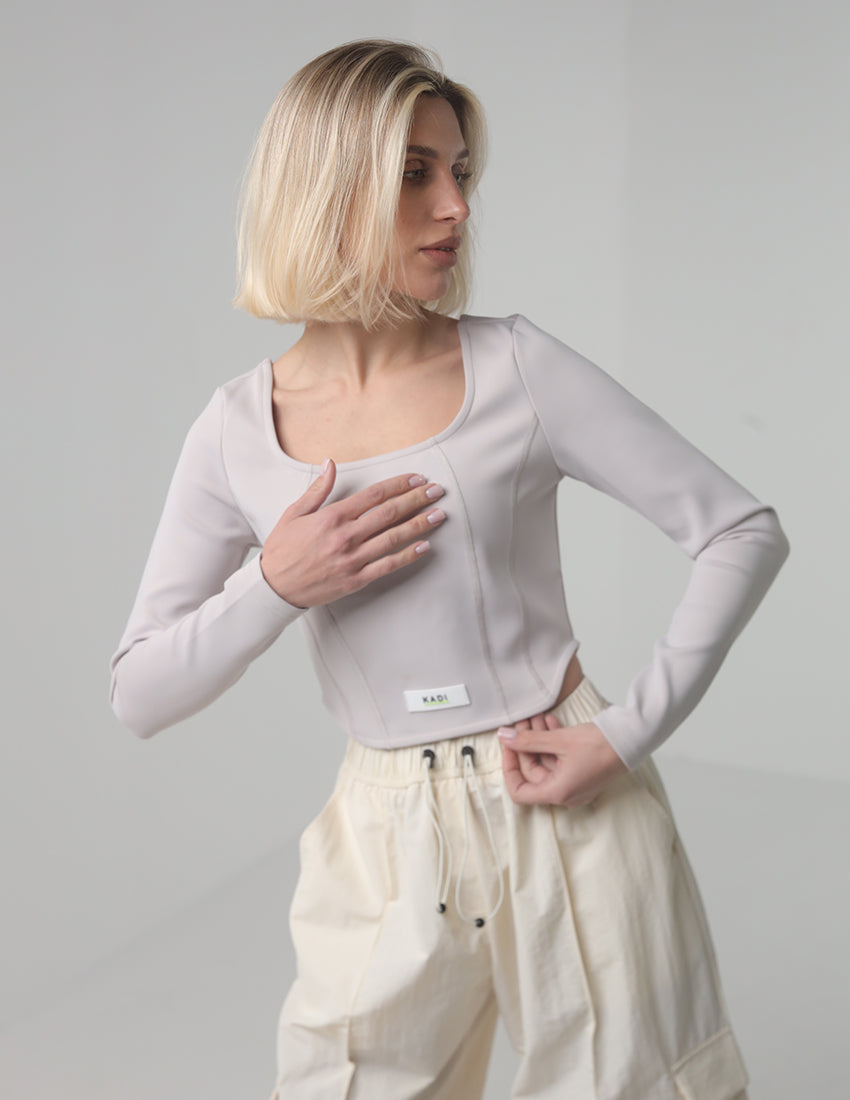 Fitted Long-Sleeve Crop Top