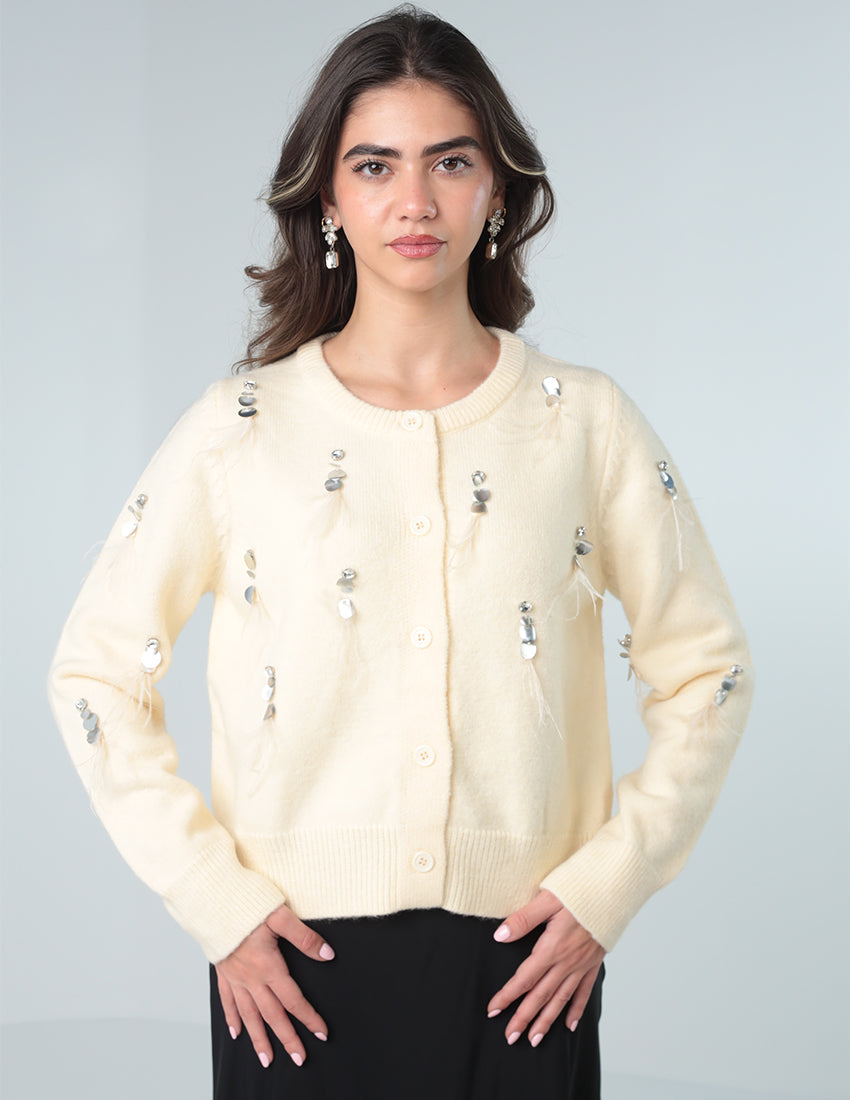Feather tricot blouse