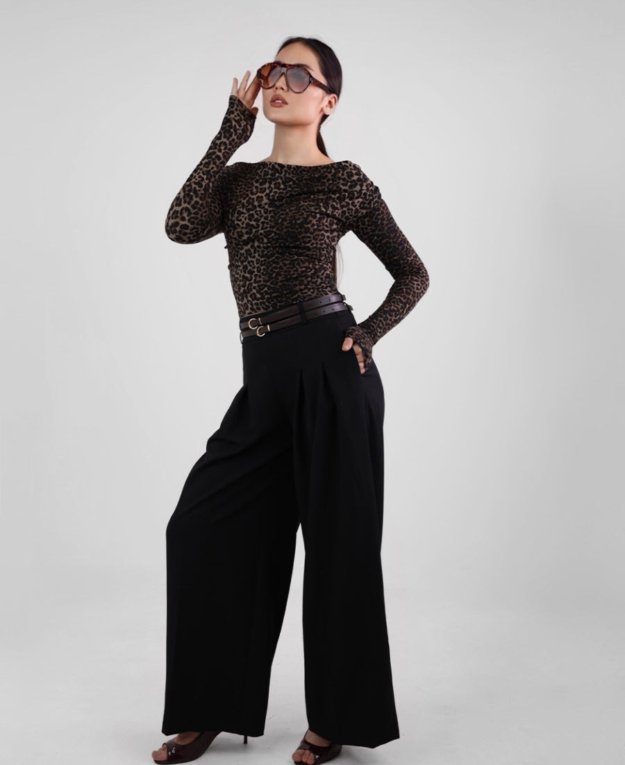 Tiger draped neck blouse
