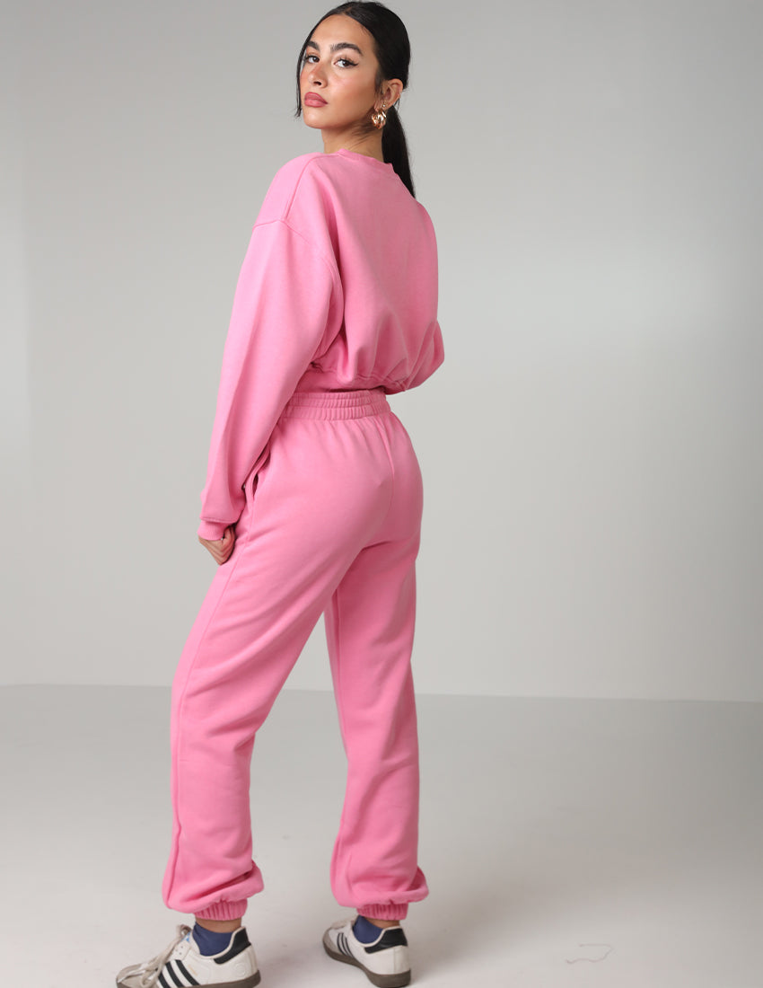 Cropped Cotton Sweatshirt Crew Neckline