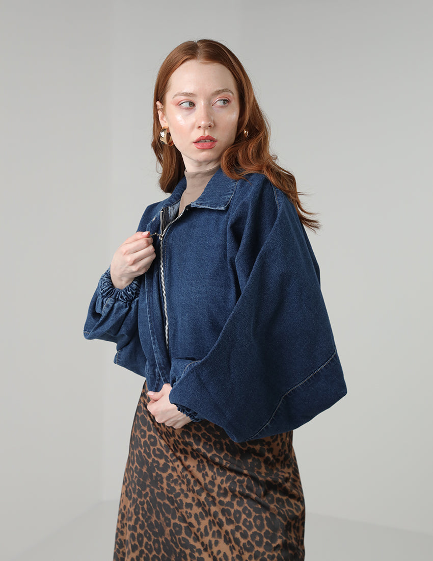 Denim Jacket with Puffy Sleeves