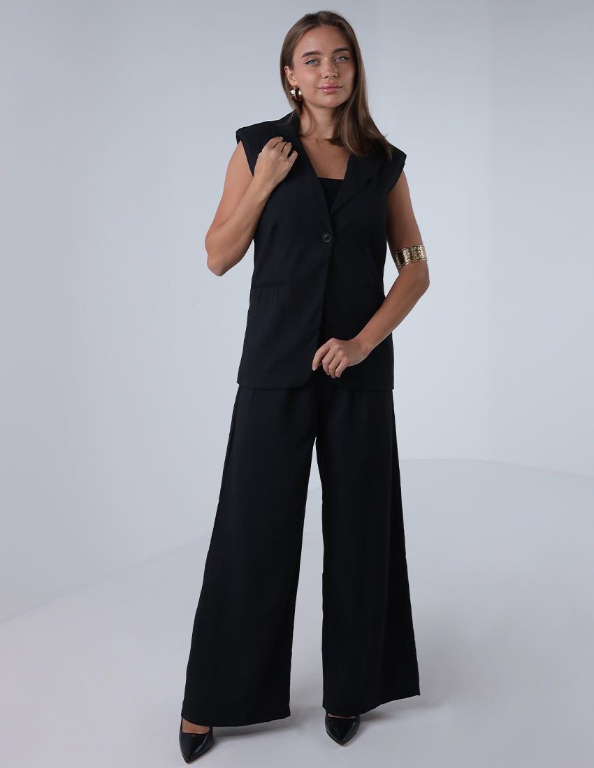 Two-piece vest with wide-leg pants