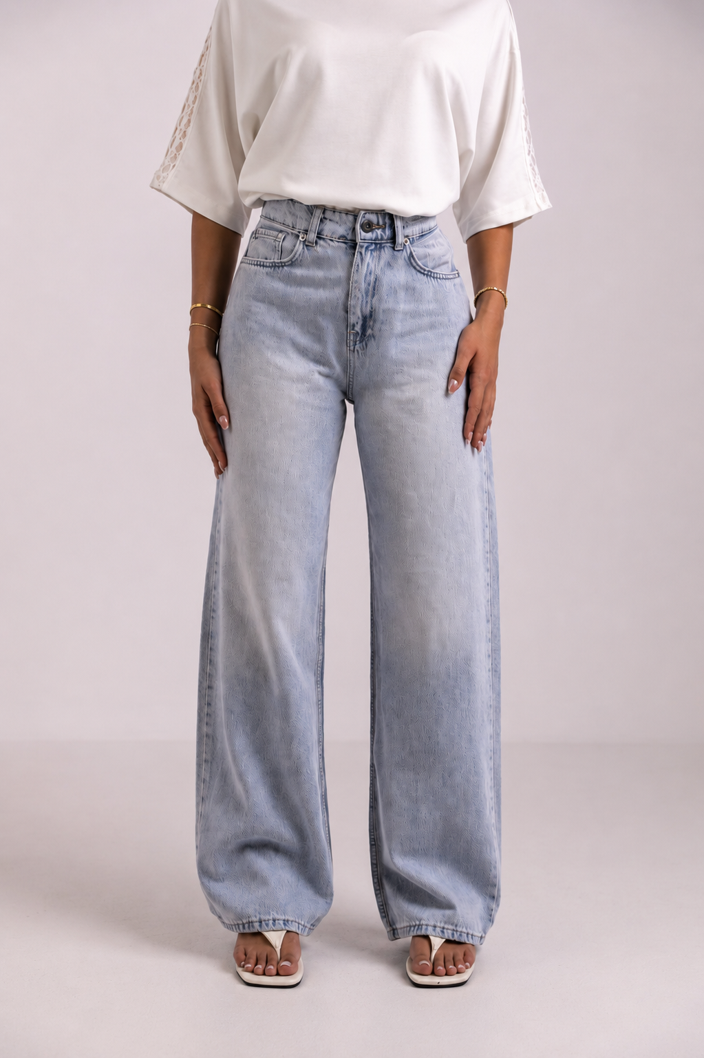 Icy blue straight-cut jeans